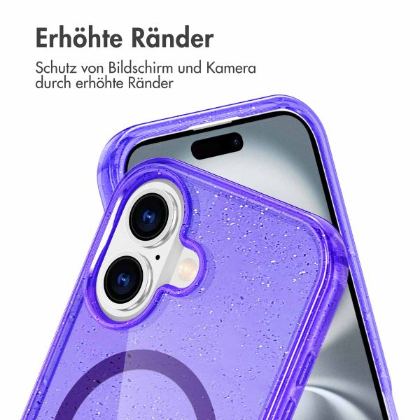 imoshion Sparkle Back Cover mit MagSafe für das Apple iPhone 16 - Glitzer Violett