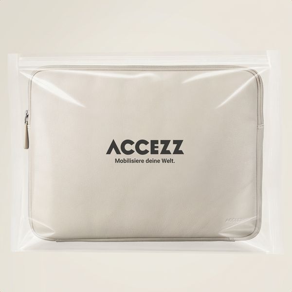 Accezz Leather Laptop Hülle mit Reißverschluss 13-14 Zoll - Laptop Sleeve - Beige