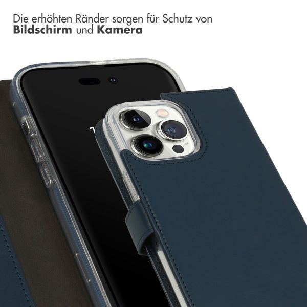 Selencia Echtleder Klapphülle für das iPhone 14 Pro Max - Blau