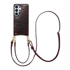 Selencia Nova Croco HandyHülle mit Kordel und Kartenhalter Samsung Galaxy S26 Ultra - Choco Brown