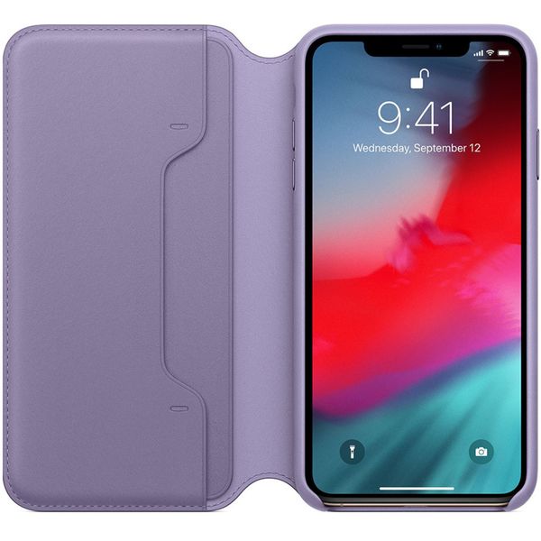 Apple Leather Folio Klapphülle Lilac für das Apple iPhone Xs Max