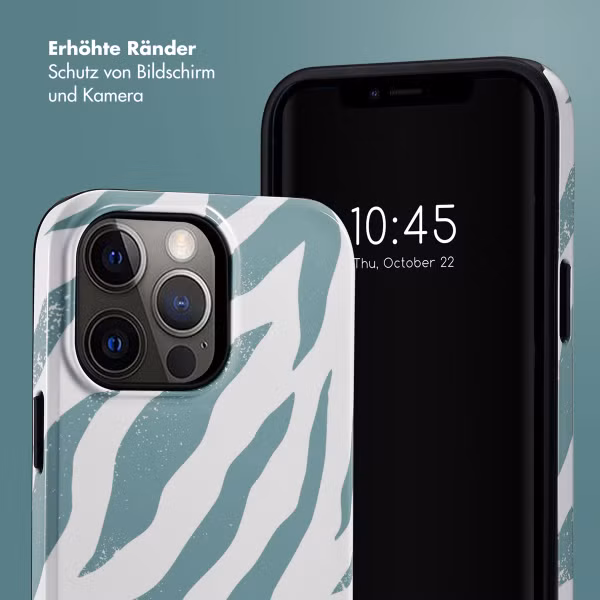 Selencia Vivid Tough Back Cover für das Apple iPhone 14 Pro Max - Colorful Zebra Pine Blue