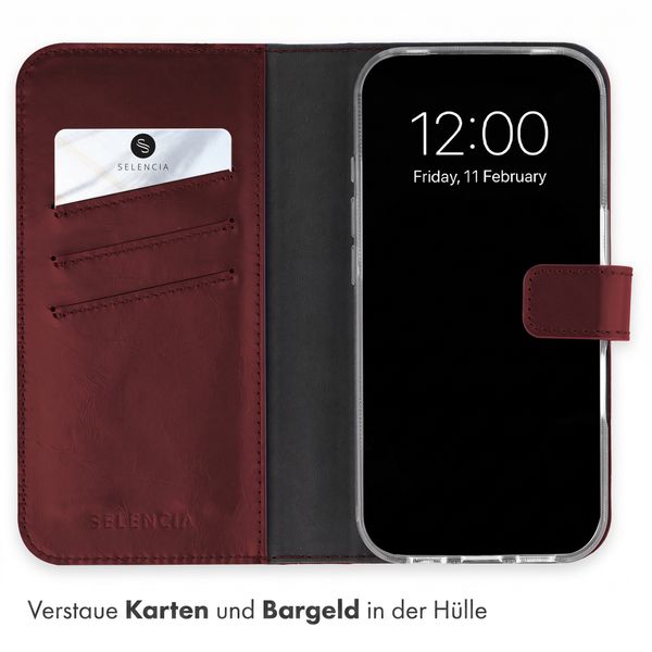 Selencia Echtleder Klapphülle Apple iPhone 18 Pro / 17 Pro - Burgundy