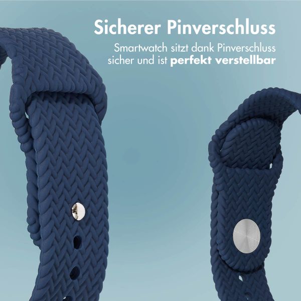 imoshion Geflochtenes Silikonarmband für das  Apple Watch Series 1 t/m 9 / SE (38/40/41 mm) | Series 10 / 11 (42 mm) - Dunkelblau