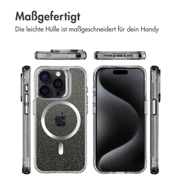 imoshion Glitzer Back Cover mit MagSafe für das iPhone 15 Pro Max - Silber