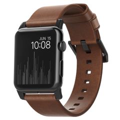 Nomad Modernes Lederarmband für die Apple Watch Series 1 bis 10 / SE / Ultra (2) (44/45/46/49 mm) - Braun/Schwarz