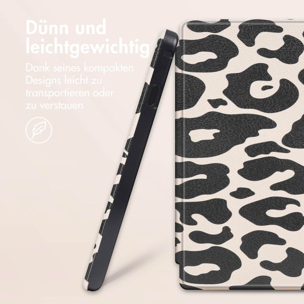 imoshion Design Slim Hard Case Sleepcover mit Stand Kobo Libra Colour - Leopard