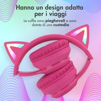 imoshion Kabellose Kinderkopfhörer LED Light Cat Ear - Dezibelbegrenzer - Mit AUX-Kabel - Hot Pink