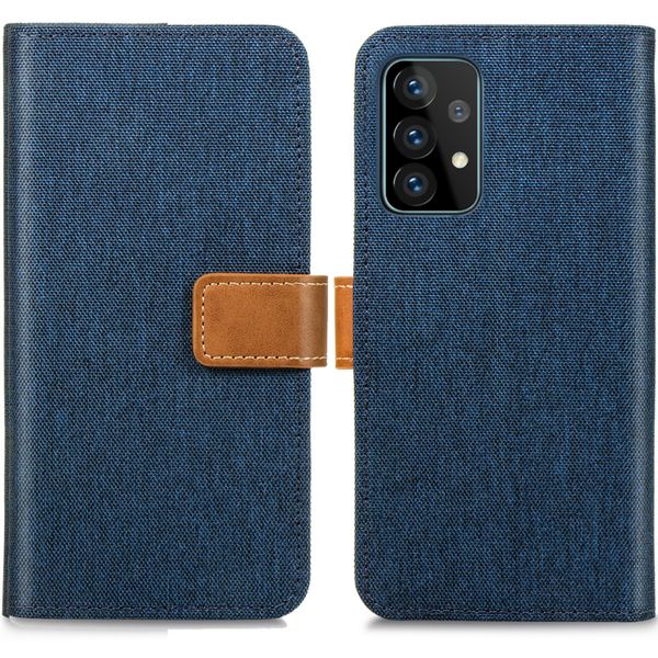 imoshion Luxuriöse Canvas-Klapphülle Samsung Galaxy A52(s) (5G/4G)-Dunkelblau