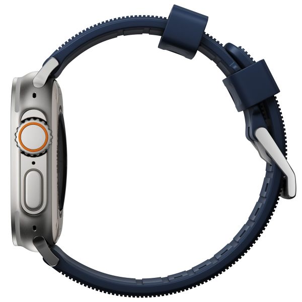 Nomad Robustes Armband FKM für das  Apple Watch Series 1 t/m 11 / SE / Ultra (44/45/46/49 mm) - Silber / Blau