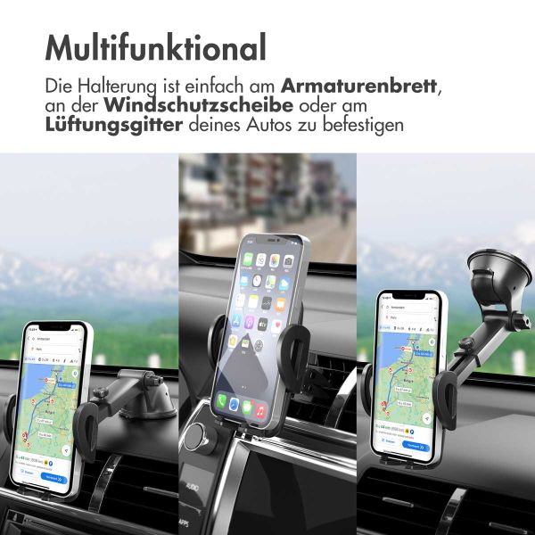 imoshion Telefonhalter für das Auto - Verstellbar - Universell - Carbon - Armaturenbrett / Scheibe / Lüftungsgitter - Schwarz