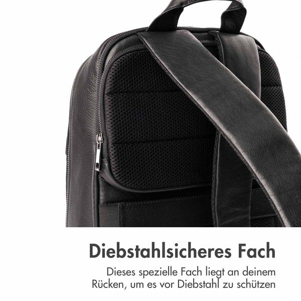 Accezz Leather Laptop Rucksack 16 Zoll - Schwarz