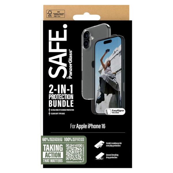 PanzerGlass 2- in-1 pack - TPU Clear Case + Ultra-Wide Fit Displayschutz für das iPhone 16