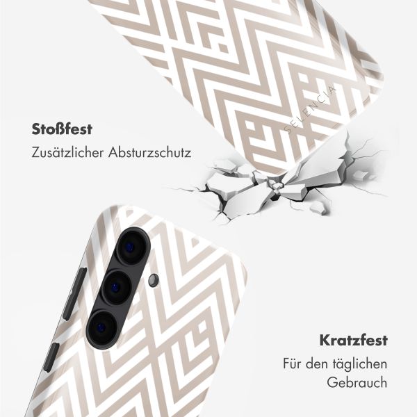 Selencia Vivid Tough Back Cover für das Samsung Galaxy S24 - Beige Zigzag