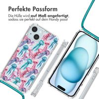 imoshion Design Hülle mit Band Apple iPhone 15 - Jellyfish Watercolor