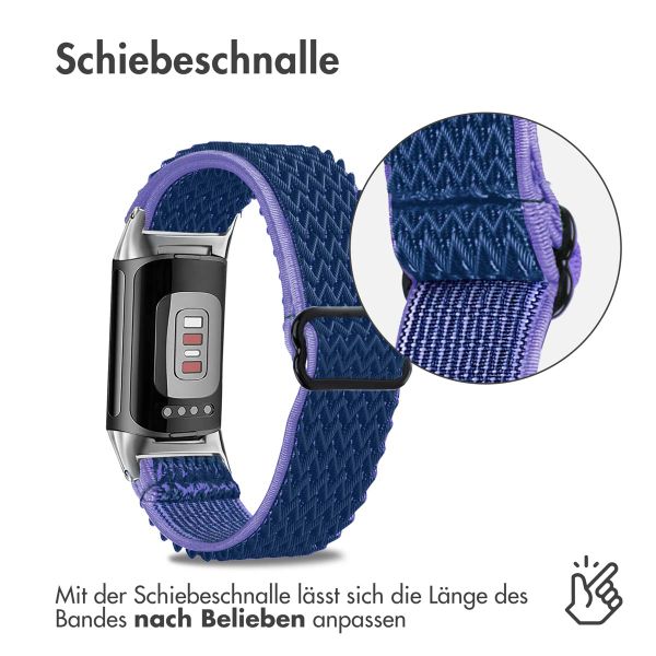 imoshion Elastisches Nylonarmband für das  Fitbit Charge 5 - Dunkelblau