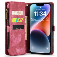 CaseMe Luxuriöse 2-in-1-Portemonnaie-Klapphülle Leder für das iPhone 13 - Rot