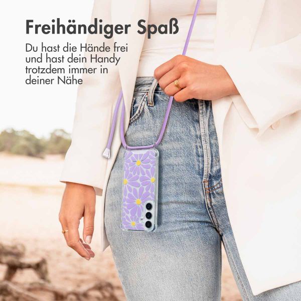 imoshion Design Hülle mit Band Samsung Galaxy S25 - Tropical Violet Flowers Connect