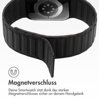 Accezz Magnetisches Echtlederarmband für Apple Watch | 38/40/41/42 mm - Schwarz