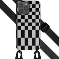 Selencia SilikonHülle design mit abnehmbarem Band Apple iPhone 15 Pro Max - Irregular Check Black
