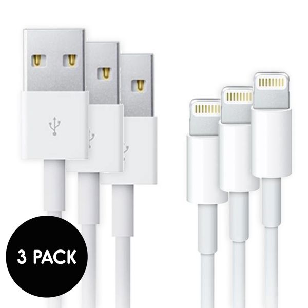 3x Lightning auf USB-Kabel - 1 Meter - Weiß