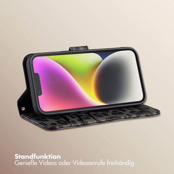 Selencia Sabi Klapphülle mit Leopardenmuster Apple iPhone 14 / 13 - Midnight Black