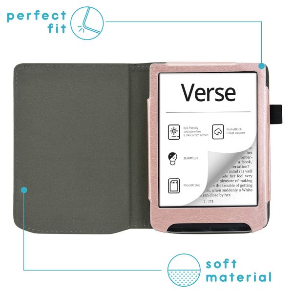 imoshion Vegan Leather Klapphülle Pocketbook Verse / Verse Pro / Verse Pro Color / Vivlio Light / Light HD - Rosé gold