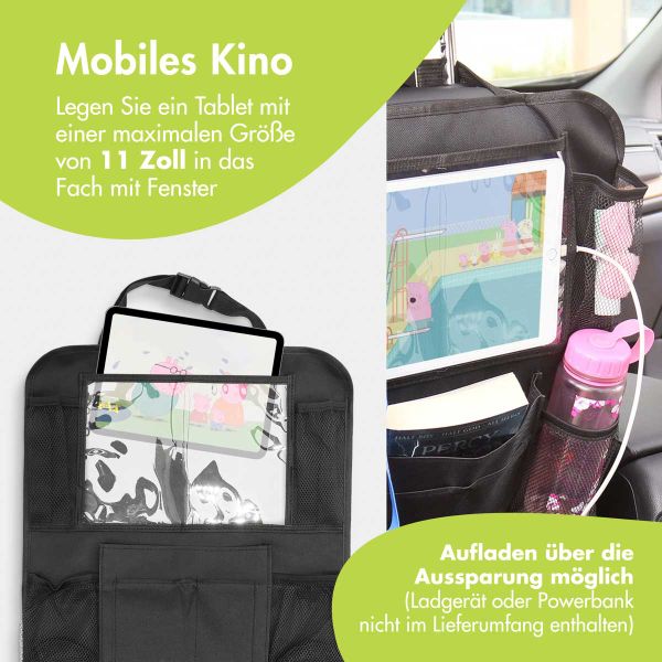 imoshion Autositz Organizer für Kinder – 9 Fächer - Inklusive Tablet-Halter – Schwarz