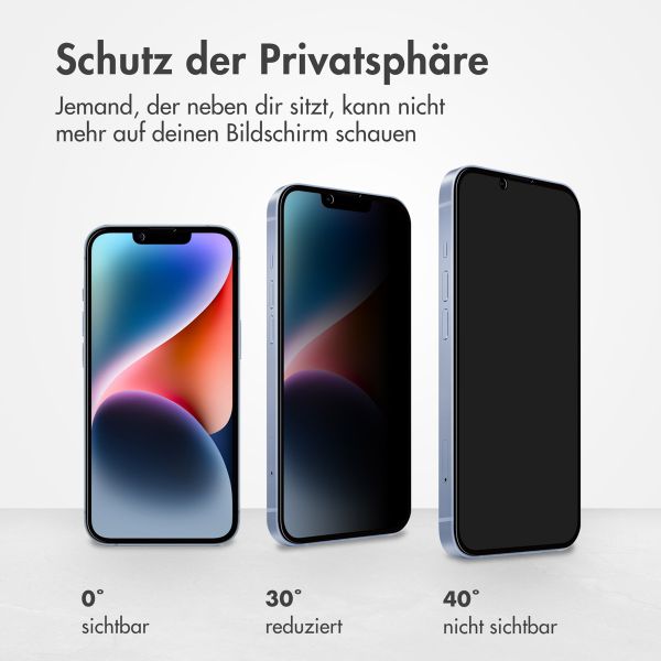 Accezz Privacy Displayschutz aus gehärtetem Glas für das iPhone 13 / 13 Pro / 14 / SE 4