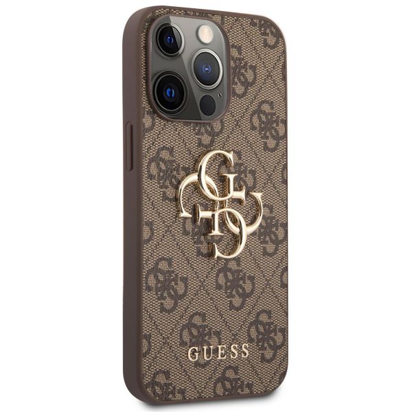 Guess 4G Metal Logo Back Cover für das iPhone 13 Pro - Braun