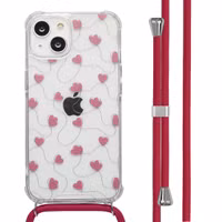 imoshion Design Hülle mit Band Apple iPhone 14 - Dusty Rose Connected Hearts