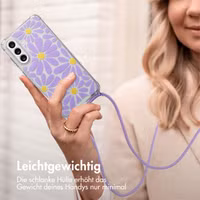 imoshion Design Hülle mit Band Samsung Galaxy A56 - Tropical Violet Flowers Connect