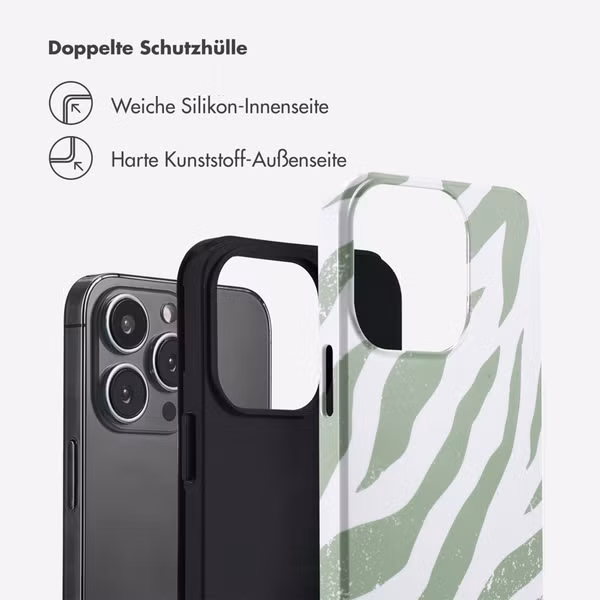 Selencia Vivid Back Cover Apple iPhone 13 Pro - Colorful Zebra Sage Green