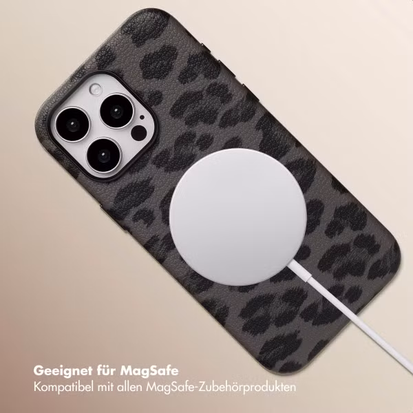 Selencia Sabi Backcover Leopardenmuster mit MagSafe Apple iPhone 15 Pro Max - Midnight Black