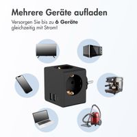 Accezz PowerCube | 6-in-1 - 1x USB-C + 2x USB-A + 3x Steckdose - 4000 Watt - Schwarz