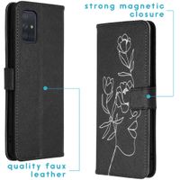 imoshion Design TPU Klapphülle Galaxy A71 - Woman Flower Black