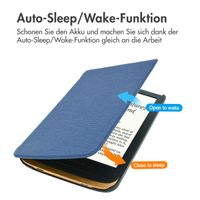 imoshion Canvas Sleepcover Klapphülle Pocketbook Touch Lux 5 / HD 3 / Basic Lux 4 / Vivlio Lux 5 - Dunkelblau
