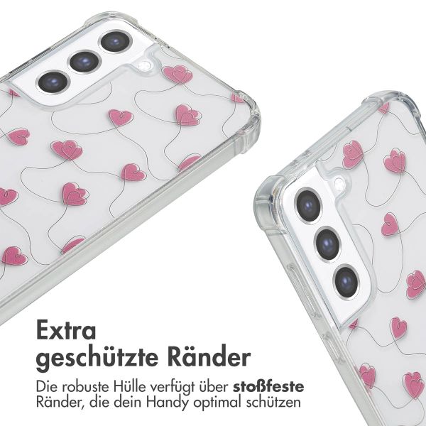 imoshion Design Hülle mit Band Samsung Galaxy S21 FE - Dusty Rose Connected Hearts