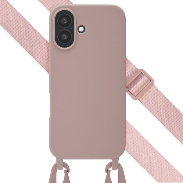 Selencia Silikonhülle mit abnehmbarem Band für das iPhone 16 - Sand Pink