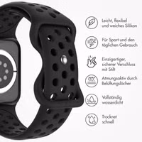 imoshion Silikon Sport⁺ Armband für  Apple Watch Series 1 - 9 / SE (38/40/41 mm) | Series 10 / 11 (42 mm) - Größe M/L - Schwarz