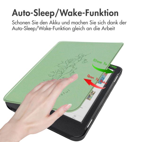 imoshion Design Slim Hard Case Sleepcover für das Kobo Clara Colour / Kobo Clara BW - Floral Green