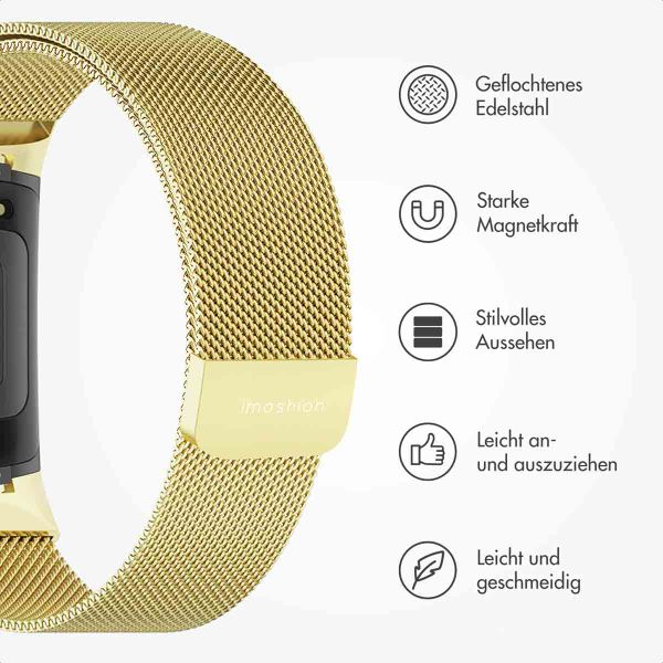 imoshion Magnetisches Milanaise Armband für das  Fitbit Charge 5 - Größe M - Gold
