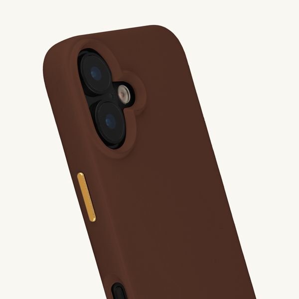 Selencia Rivièra Backcover mit MagSafe mit abnehmbaren Haken Apple iPhone 16 - Choco Brown