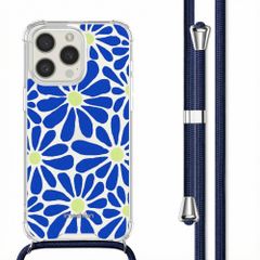 imoshion Design Hülle mit Band Apple iPhone 15 Pro Max - Cobalt Blue Flowers Connect