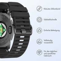 imoshion QuickFit® Silikonarmband Stripe für die Garmin Watch | 26 mm Anschluss - Schwarz