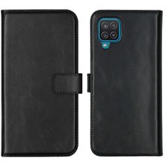 Selencia Echtleder Klapphülle Samsung Galaxy A12 - Schwarz
