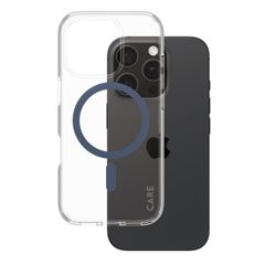 CARE by PanzerGlass Urban Combat Case MagSafe für das iPhone 16 Pro- Transparent / Blau