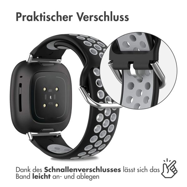 imoshion Silikonband Sport für das Fitbit Versa 4 / 3 / Sense (2) - Schwarz/Grau