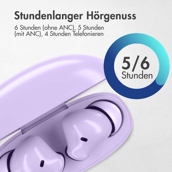 imoshion Aura Pro Earbuds – Kabellose Kopfhörer – Kabellose Bluetooth-Kopfhörer – Mit ANC-Geräuschunterdrückungsfunktion - Lavender Lilac