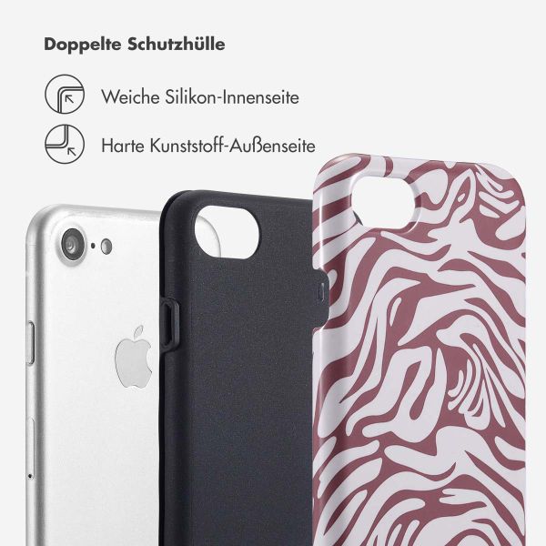 Selencia Vivid Tough Back Cover für das iPhone SE (2022 / 2020) / 8 / 7 / 6(s) - Trippy Swirl Dark Rose